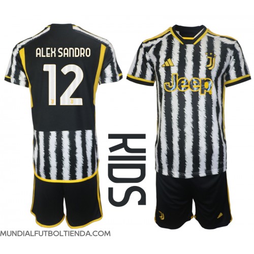 Camiseta Juventus Alex Sandro #12 Primera Equipación Replica 2023-24 para niños mangas cortas (+ Pantalones cortos)